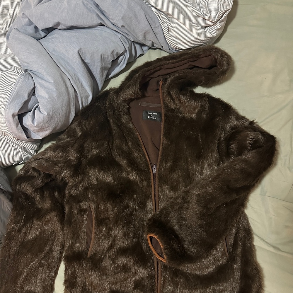 cabane de zucca Faux Fur Brown Jacket